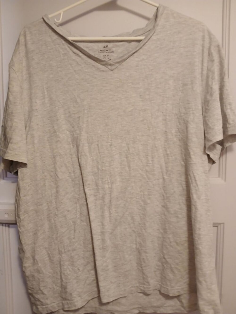 H&M Regular Fit XL Light Gray Short Sleeve Shirt